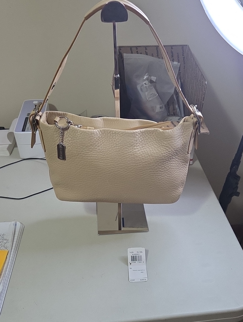 Coach Vintage Duffle Cream Pebbled Leather Shoulder Bag